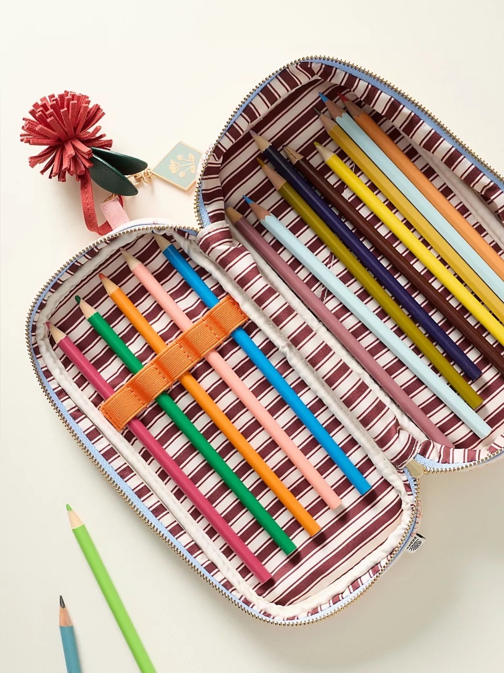 RARE! ✨NEW!✨ Anthropologie x Papier Modern Toile Cotton Pencil Pouch with Charms